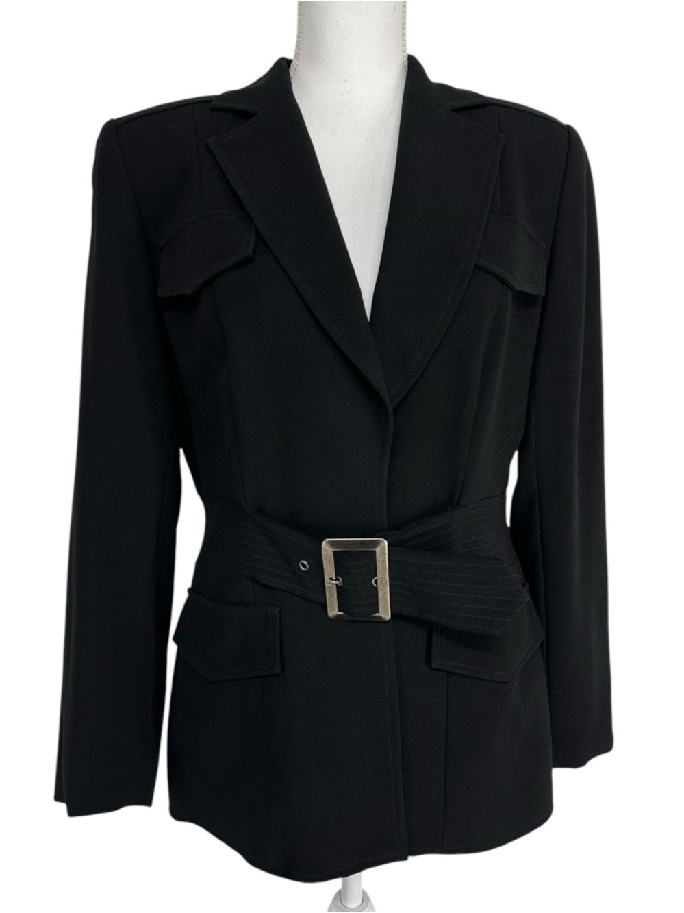 ZELDA / Black Retro Belted Blazer / Size 10 / Vintage Style Goth Preppy Tailored